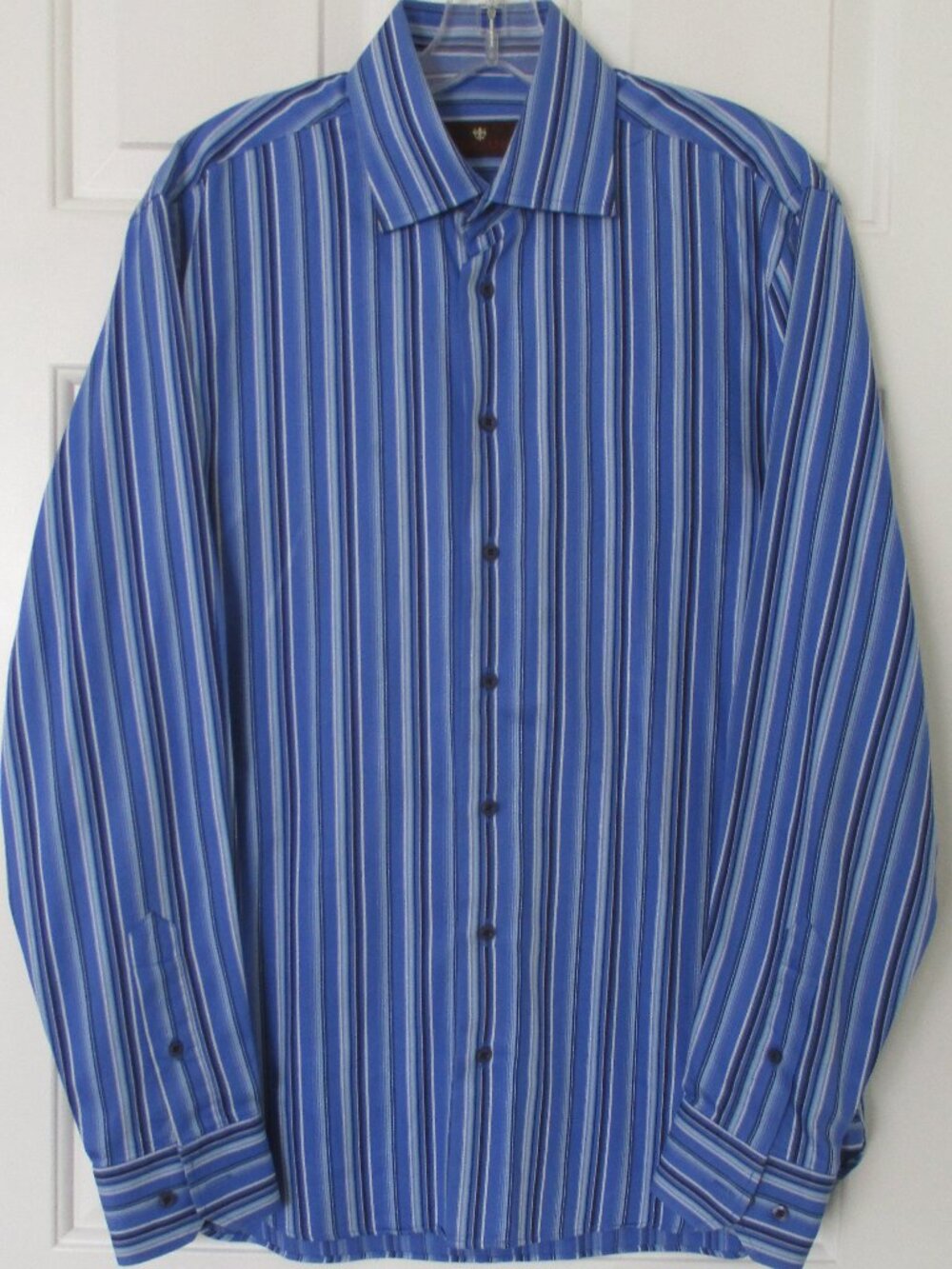 Toscano Mens L/S Blue Cotton Dress Shirt - Size 15.5/34 or Medium